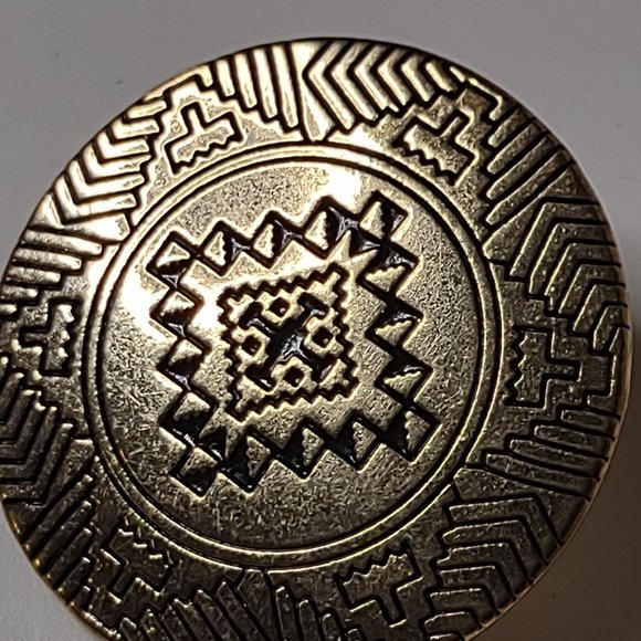 Large Round Decorative Metal Earrings - Picture 4 of 9